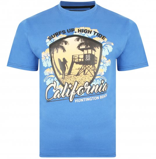 Kam Jeans 5368 California Print T-shirt Blue - T-shirts - Grote Maten T-shirts Heren