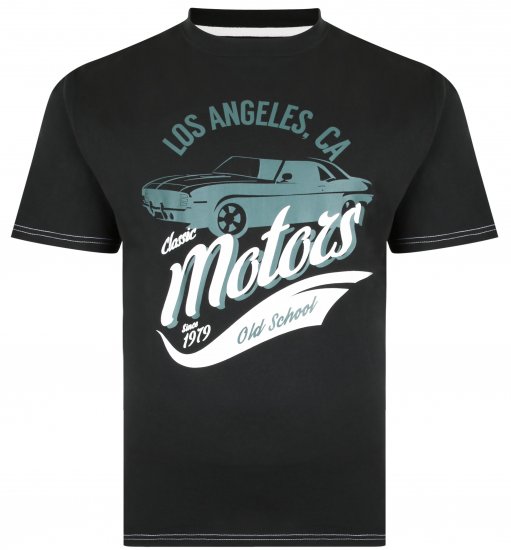 Kam Jeans 5369 Motors Print T-shirt Black - T-shirts - Grote Maten T-shirts Heren