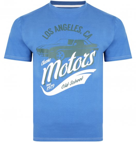 Kam Jeans 5369 Motors Print T-shirt Blue - T-shirts - Grote Maten T-shirts Heren