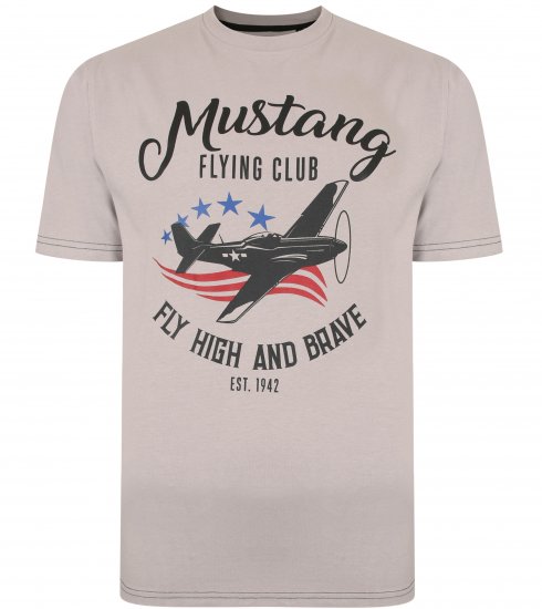 Kam Jeans Mustang Flying Club T-shirt Ash - T-shirts - Grote Maten T-shirts Heren