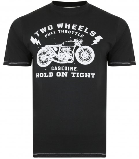 Kam Jeans 5371 Motorbike Print T-shirt Black - T-shirts - Grote Maten T-shirts Heren