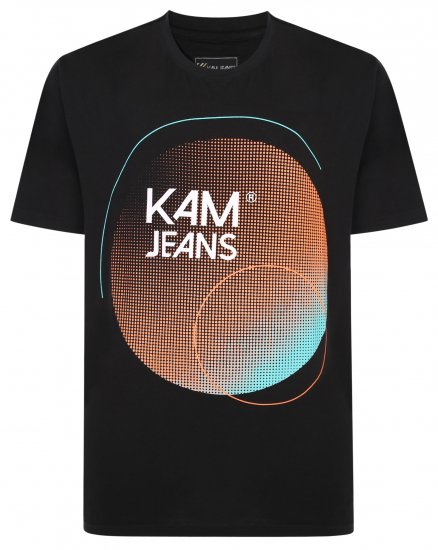 Kam Jeans 5383 Kam Logo Printed Tee Black - T-shirts - Grote Maten T-shirts Heren