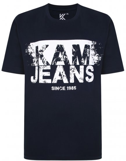 Kam Jeans 5384 Kam Logo Printed Tee Navy - T-shirts - Grote Maten T-shirts Heren