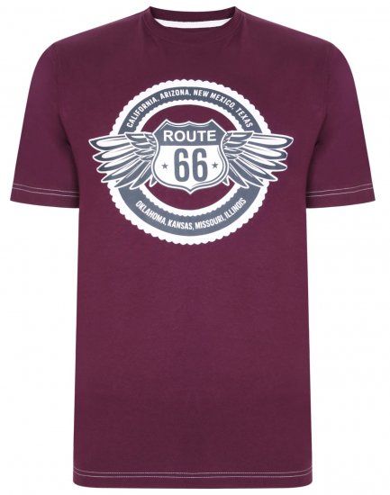 Kam Jeans 5388 Route 66 T-Shirt Purple - T-shirts - Grote Maten T-shirts Heren