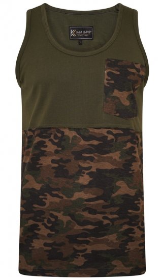 Kam Jeans 5399 Camo Panelled Sleeveless T-Shirt Khaki - T-shirts - Grote Maten T-shirts Heren