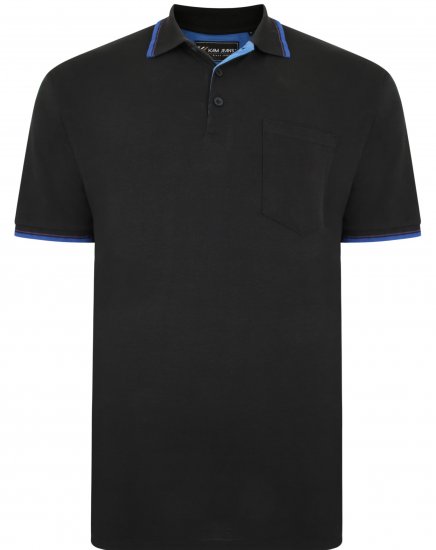 Kam Jeans 5400C Tipped Polo with Pocket Black - Polo shirts - Grote Maten Poloshirts Heren