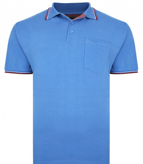 Kam Jeans 5400C Tipped Polo with Pocket Blue - Polo shirts - Grote Maten Poloshirts Heren