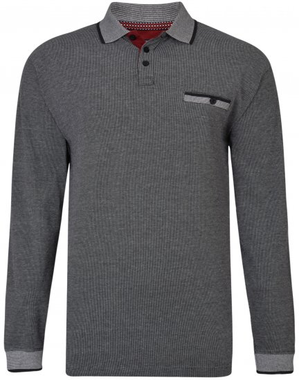Kam Jeans 5429 Long Sleeve Polo Black - Polo shirts - Grote Maten Poloshirts Heren
