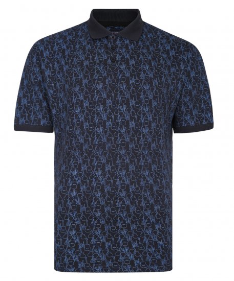Kam Jeans Guitar Print Polo Midnight - Polo shirts - Grote Maten Poloshirts Heren