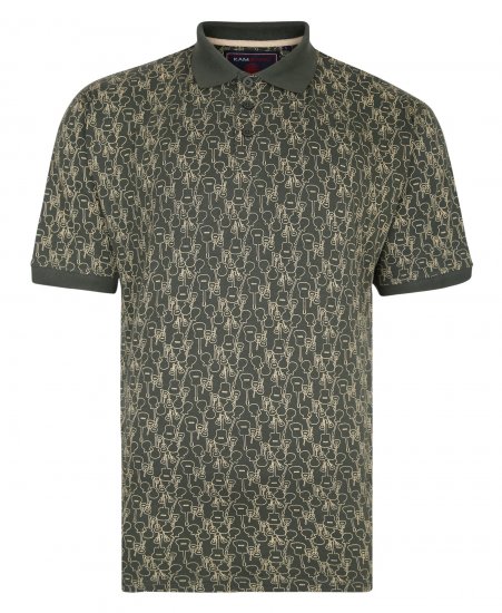 Kam Jeans Guitar Print Polo Olive - Polo shirts - Grote Maten Poloshirts Heren
