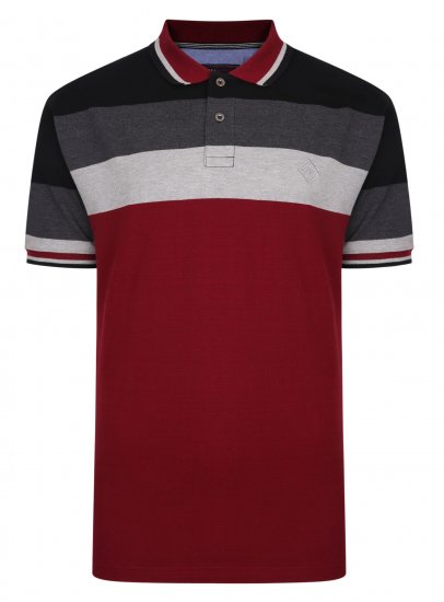 Kam Jeans Contrast Stripe Polo Grey - Polo shirts - Grote Maten Poloshirts Heren