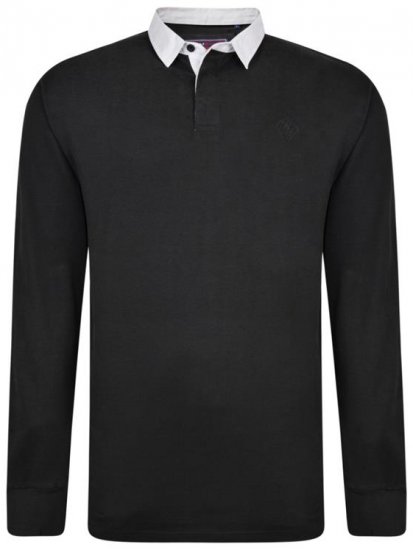 Kam Jeans 5443 LS Rugby Polo Black - Polo shirts - Grote Maten Poloshirts Heren