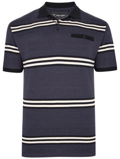 Kam Jeans 5452 Yarn Dye Srtipe Polo Charcoal - Polo shirts - Grote Maten Poloshirts Heren