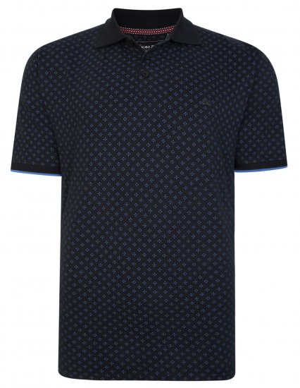Kam Jeans 5455 Dobby Print Polo Black - Polo shirts - Grote Maten Poloshirts Heren