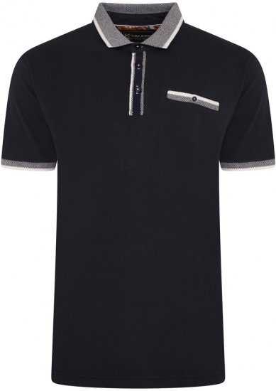 Kam Jeans 5499 Jersey Polo with Jacquard Collar/Cuffs Navy - Polo shirts - Grote Maten Poloshirts Heren
