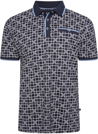 Kam Jeans 5516 Geo-Print Polo Navy - Polo shirts - Grote Maten Poloshirts Heren