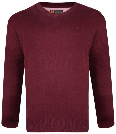 Kam Jeans V-neck Knitted Sweater Burgundy - Sweaters & Hoodies - Sweaters & Hoodies Grote Maten Heren