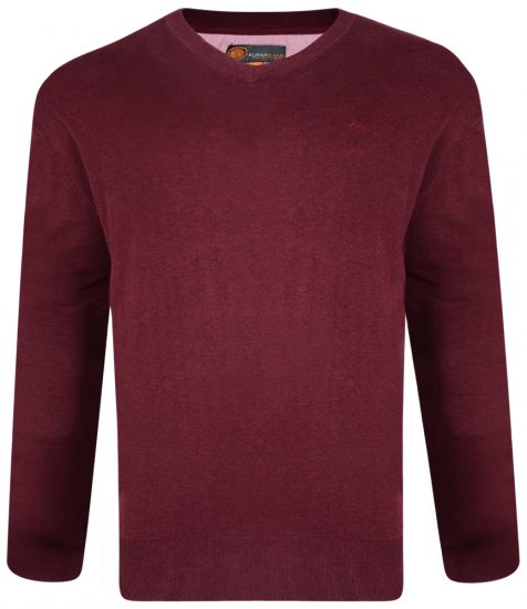 Kam Jeans V-neck Knitted Sweater Burgundy - Sweaters & hoodies - Sweaters & Hoodies Grote Maten Heren