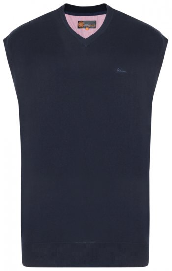 Kam Jeans V-neck Knitted Vest Navy - Sweaters & hoodies - Sweaters & Hoodies Grote Maten Heren