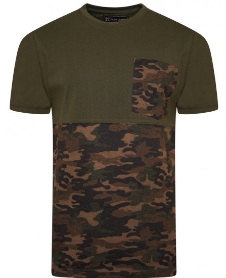 Kam Jeans 5700 Camo Panelled T-Shirt Khaki - T-shirts - Grote Maten T-shirts Heren