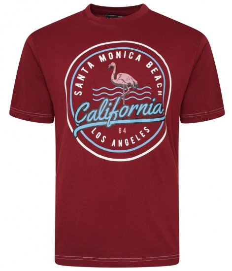 Kam Jeans 5707 Santa Monica Tee Burgundy - T-shirts - Grote Maten T-shirts Heren