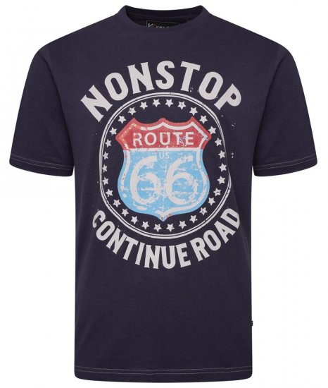 Kam Jeans 5708 Route 66 T-Shirt Navy - T-shirts - Grote Maten T-shirts Heren