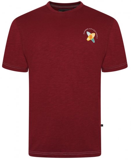 Kam Jeans 5709 Summer Adventure Print Tee Burgundy - T-shirts - Grote Maten T-shirts Heren