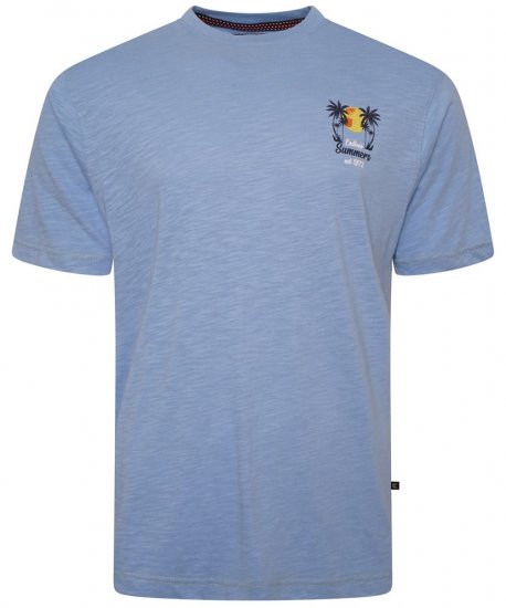 Kam Jeans 5711 Endless Summers Slub Tee With Back Print Blue - T-shirts - Grote Maten T-shirts Heren