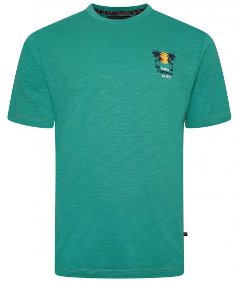 Kam Jeans 5711 Endless Summers Slub Tee With Back Print Emerald - T-shirts - Grote Maten T-shirts Heren