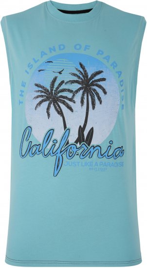 Kam Jeans 5727 California Paradise Sleeveless T-Shirt Light Blue - T-shirts - Grote Maten T-shirts Heren