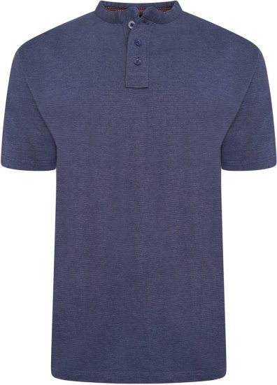 Kam Jeans 5744 Textured Jersey Grandad Top Indigo - Polo shirts - Grote Maten Poloshirts Heren