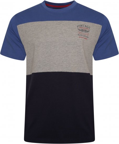 Kam Jeans 5746 Cut & Sew T-Shirt with Print Blue - T-shirts - Grote Maten T-shirts Heren