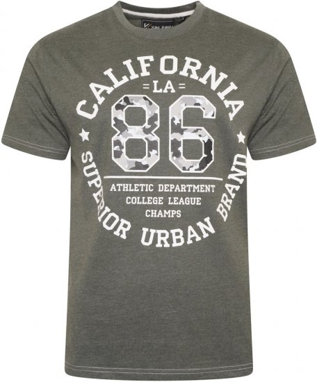 Kam Jeans 5748 California Camo 86 Print T-Shirt Khaki Marl - T-shirts - Grote Maten T-shirts Heren