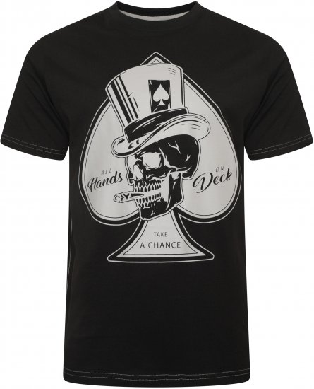 Kam Jeans 5757 Hands on Deck Skull Print T-Shirt Black - T-shirts - Grote Maten T-shirts Heren
