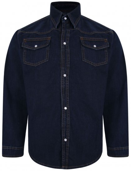 Kam Jeans 602 Denim Shirt Indigo - Overhemden - Overhemden Grote Maten Heren