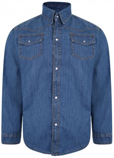 Kam Jeans 602 Denim Shirt Stonewash - Overhemden - Overhemden Grote Maten Heren
