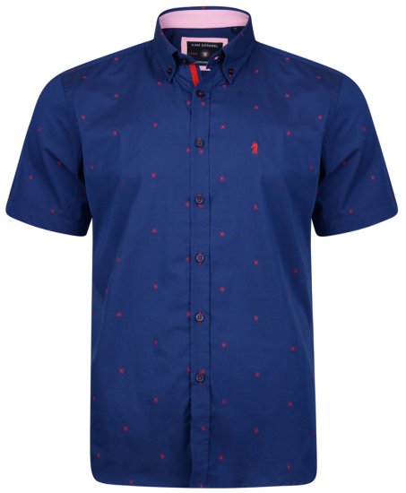 Kam Jeans 6160 Short Sleeve Dobby Print Shirt Twilight Blue - Overhemden - Overhemden Grote Maten Heren