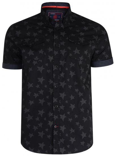 Kam Jeans 6171 Short Sleeve Shirt Charcoal - Overhemden - Overhemden Grote Maten Heren