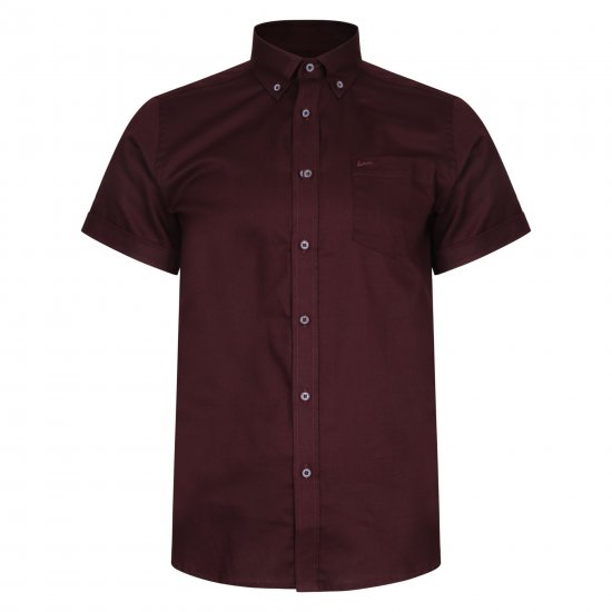 Kam Jeans 6204 Self Pattern Weave Shirt Burgundy - Overhemden - Overhemden Grote Maten Heren