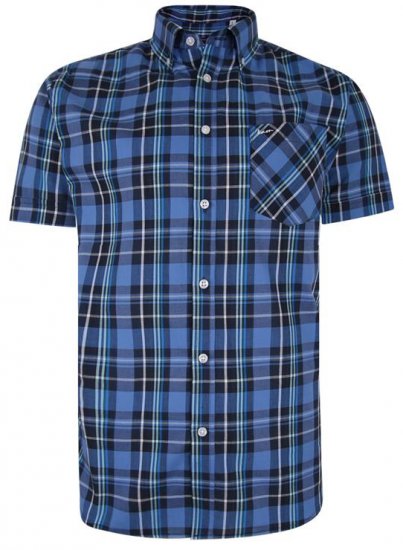 Kam Jeans 6208 SS Casual Check Shirt Denim - Overhemden - Overhemden Grote Maten Heren