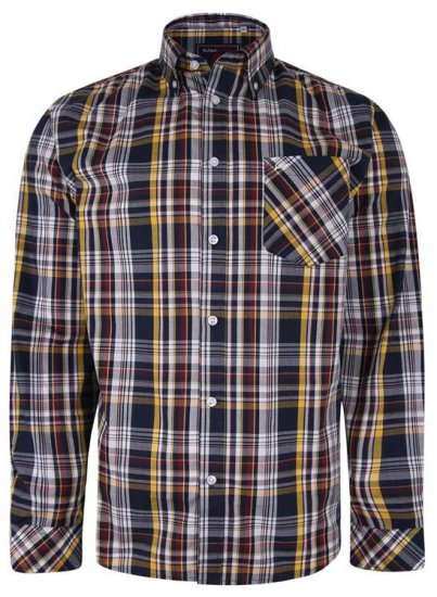 Kam Jeans 6208 LS Casual Check Shirt Navy - Overhemden - Overhemden Grote Maten Heren