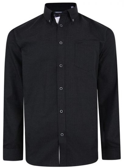 Kam Jeans 6210 LS Dobby Stitch Shirt Black - Overhemden - Overhemden Grote Maten Heren