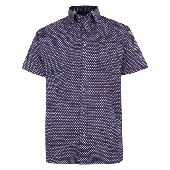 Kam Jeans 6211 SS Dobby Print Shirt Navy - Overhemden - Overhemden Grote Maten Heren