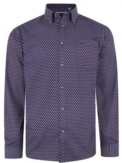 Kam Jeans 6211 LS Dobby Stitch Shirt Navy - Overhemden - Overhemden Grote Maten Heren