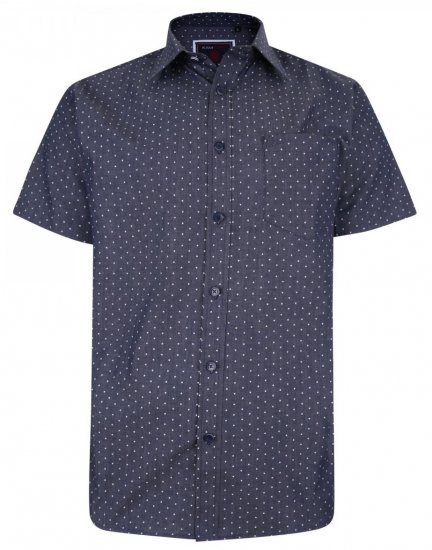 Kam Jeans 6212 SS Star Print Chambray Shirt Indigo - Overhemden - Overhemden Grote Maten Heren