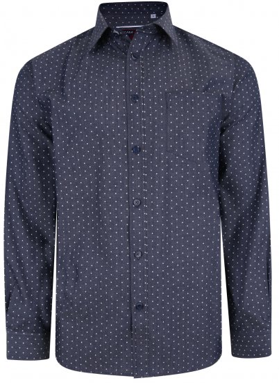 Kam Jeans KBS 6212 Star Print Chambray Shirt Indigo - Overhemden - Overhemden Grote Maten Heren