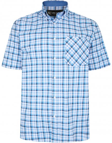 Kam Jeans 6214 Check Shirt Blue - Overhemden - Overhemden Grote Maten Heren