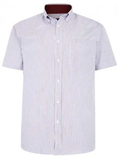 Kam Jeans 6218 SS Casual Stripe Shirt Burgundy - Overhemden - Overhemden Grote Maten Heren