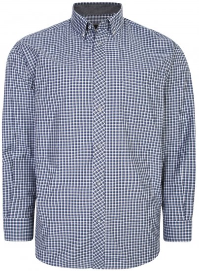 Kam Jeans 6219 LS Mini Gingham Check Shirt Charcoal - Overhemden - Overhemden Grote Maten Heren