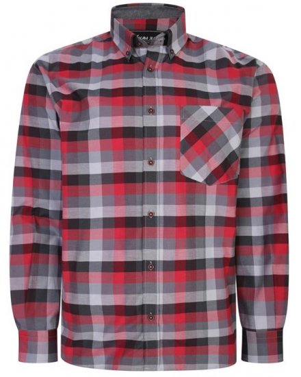 Kam Jeans 6222 Grazed Check Pattern Shirt Wine - Overhemden - Overhemden Grote Maten Heren